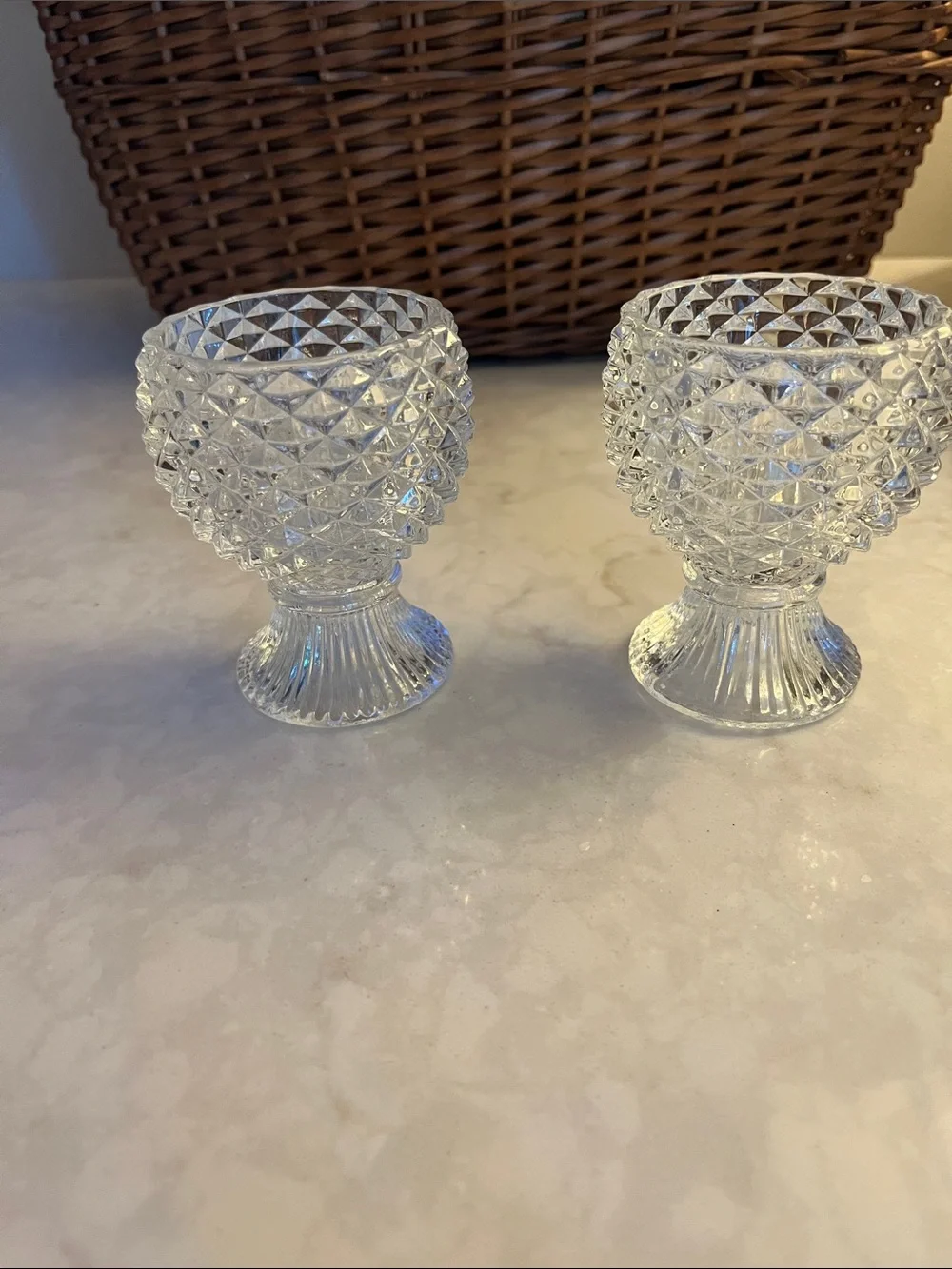 Vintage Avon cut glass egg cups / Votive Holder